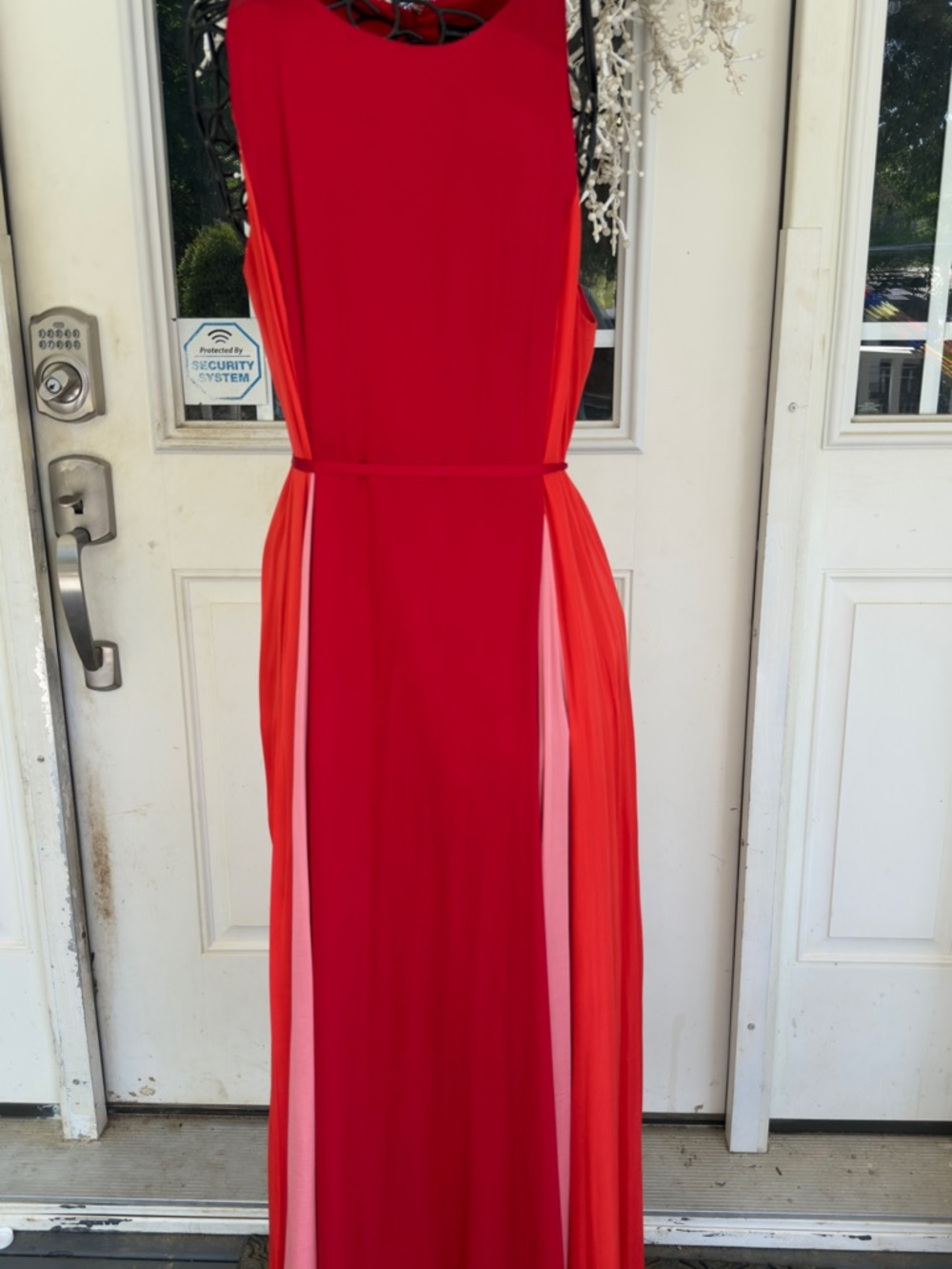 Banana Republic Red Maxi Dress with Coral & Blush Panels